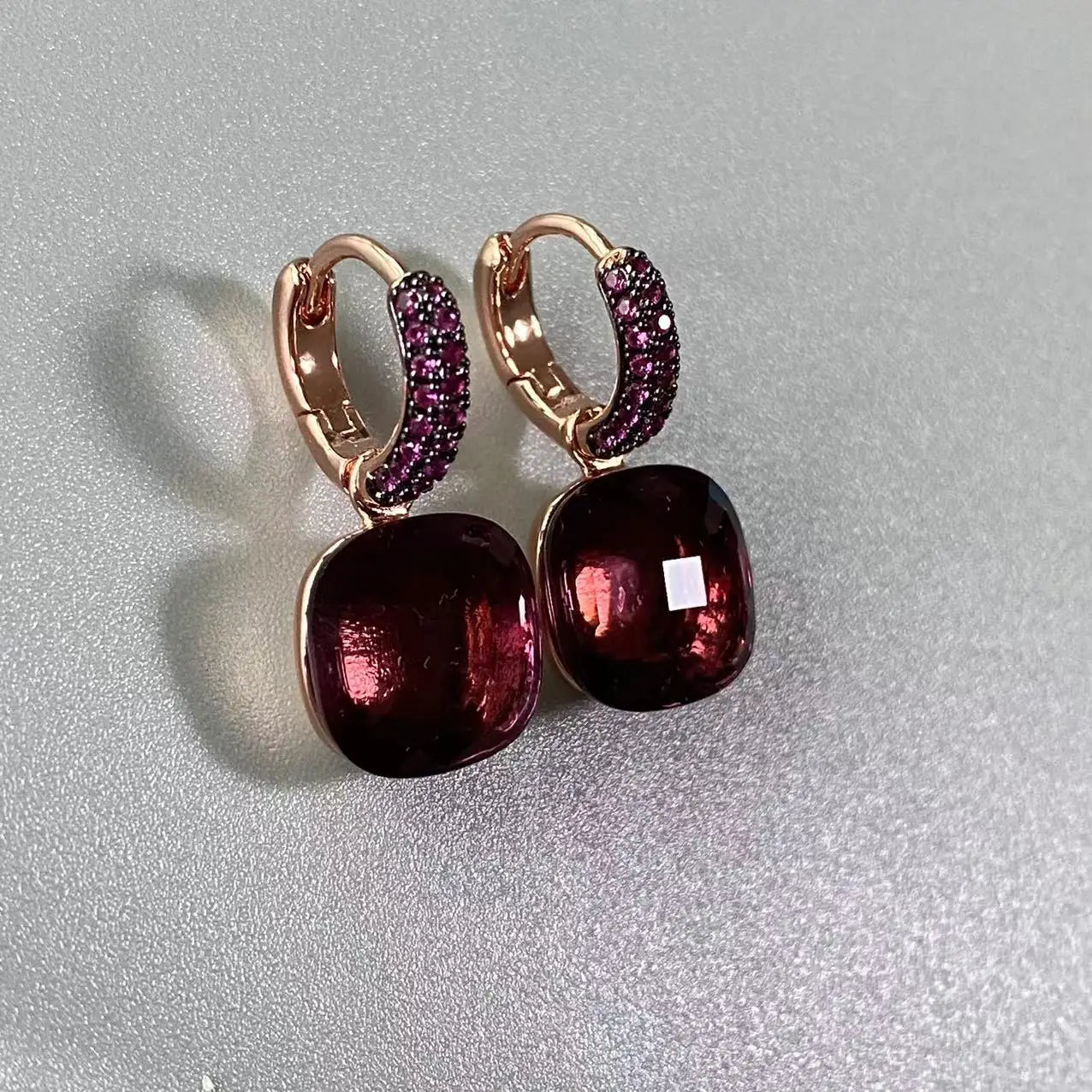 12.6mm Flat Nudo Earrings Inlay Black Zircon Candy Color Crystal Earrings For Women Drop Earrings Fashion Jewelry Gift