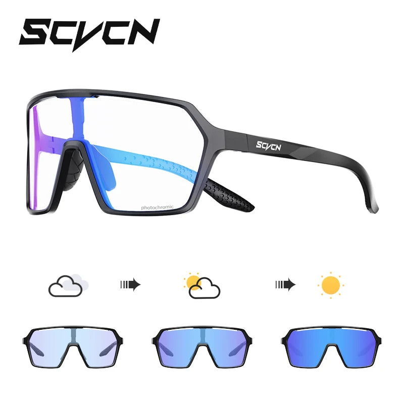 SCVCN New Photochromic Sunglasses MTB Cycling Glasses Outdoor Sports Running Drving Goggles UV400 Protection Bike Eyewear