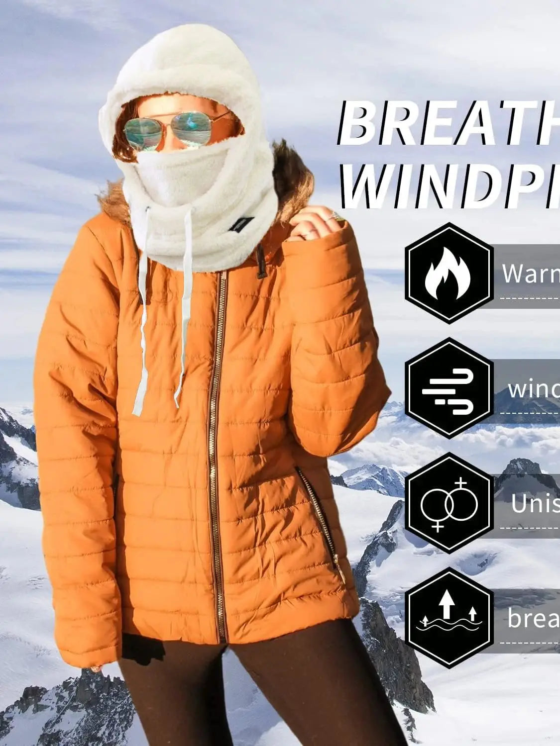 Winter Warm Balaclava Thermal Windproof Ski Hood Motocycle Face Cover Polar Fleece Adjustable Cycling Neck Cover Full Face Mask