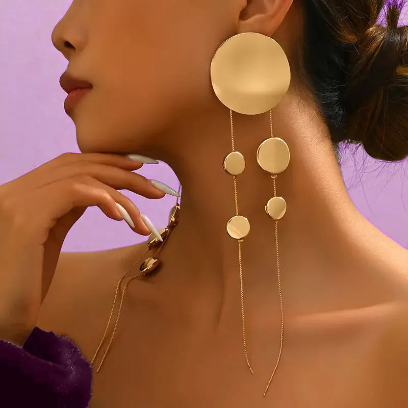 Post Stud Long Big Round Fringe Earring Women Girls Gifts Fashion Jewelry Accessories Hot Sale Party Gift 2025 New Style