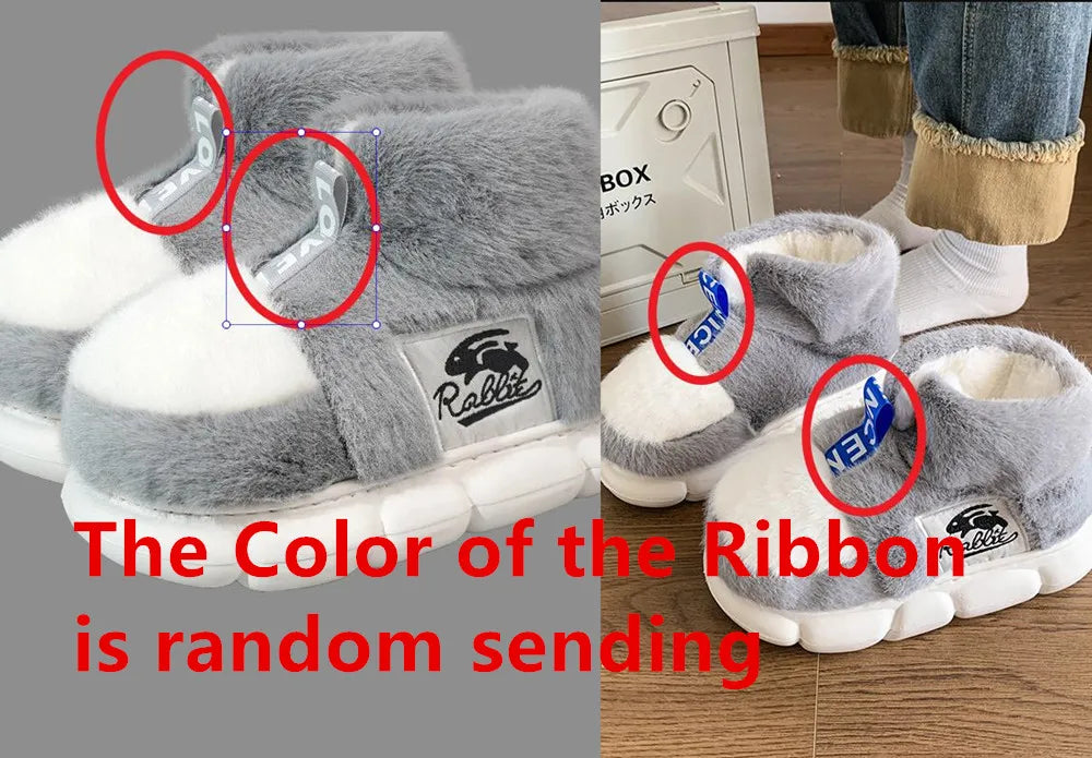 2025 Women's Winter Warm Shoes Plush Lining Indoor Slippers Couples Platform Heel High Top Snow Boots Female Male Home Slipper