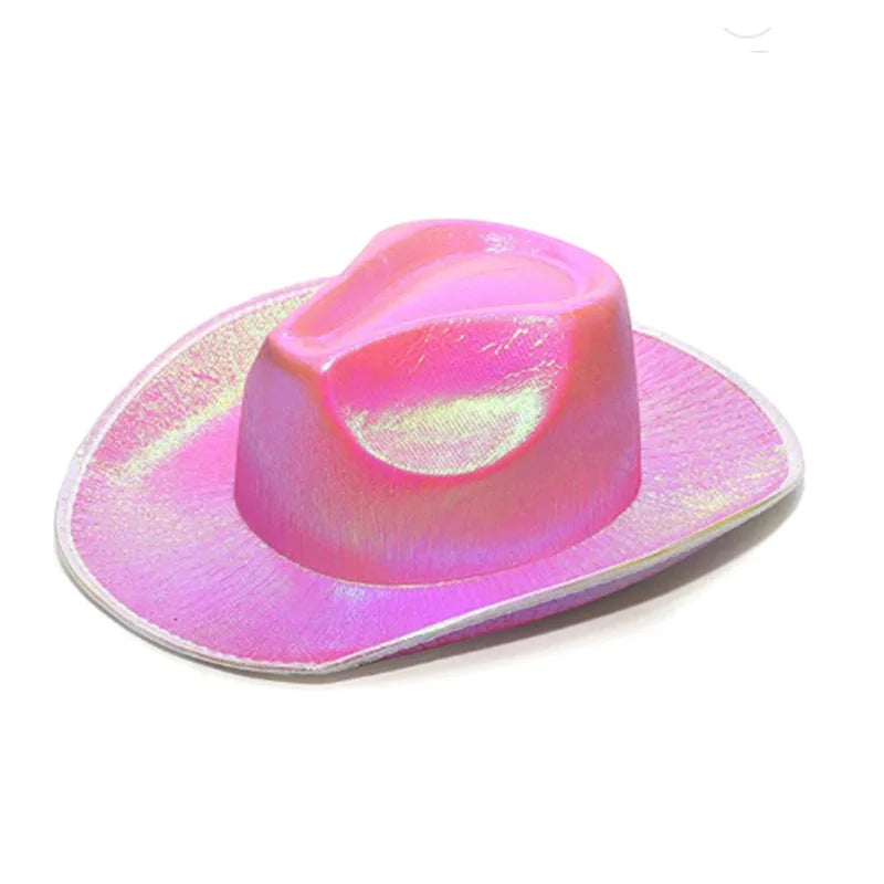 Glowing Decor  Supplies Luminous Cowboy hat  LED Pearlescent Cowboy  Cap Fashion Neon Light Hat For Party