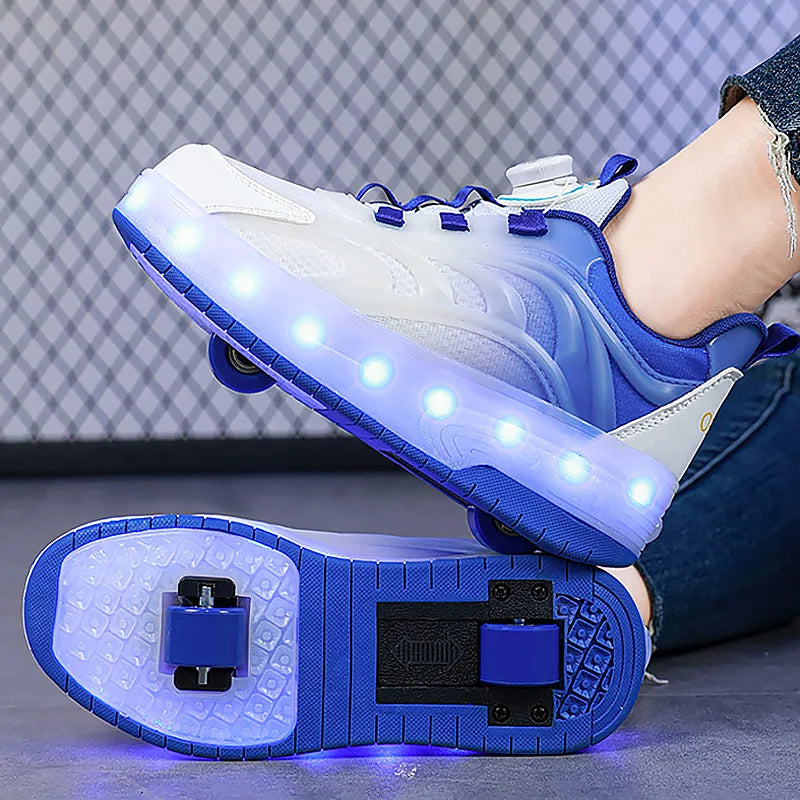 2 Wheels Children's Led Light Roller Skate Shoes Kids Boys Girls Glowing Sport Luminous Outdoor Sneakers Skateboard USB Charging