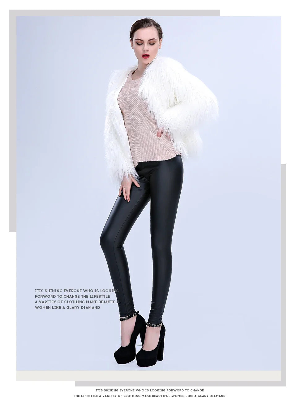 Women Faux Fur LED Light Coat Christmas Cosplay costumes Fluffy Fur jacket Outwear Winter Warm Festival Party Club Overhat