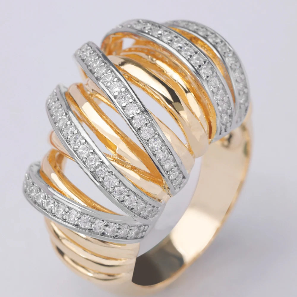 JEWEL Fashion Romantic and Shiny High Quality Crisscross Design AAA+ Cubic Zirconia For Women Finger Ring Wedding Party Gift