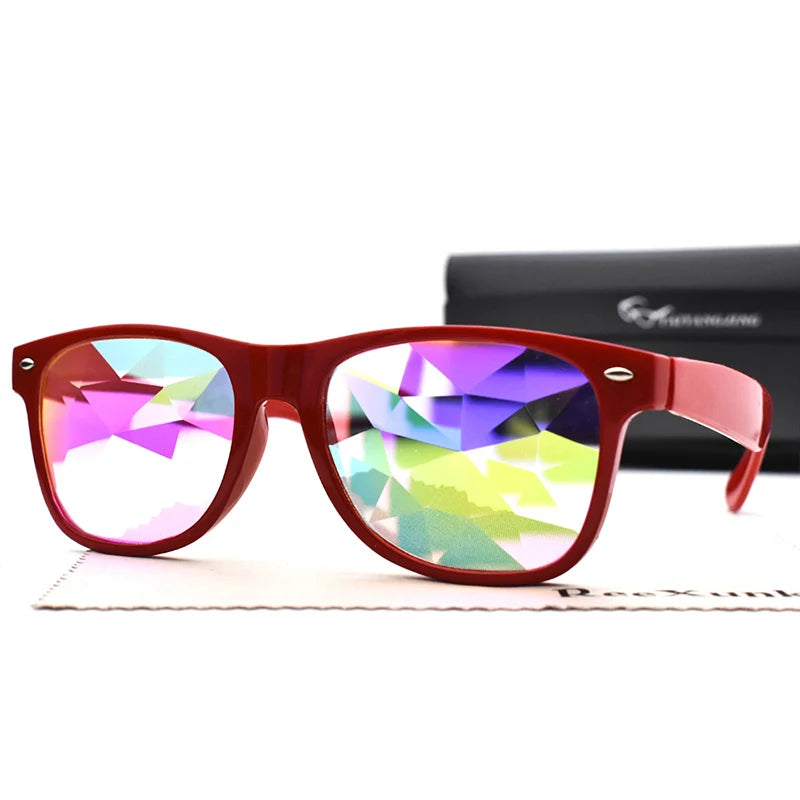 Trendy Square Party Sunglasses Women Men Fashion EDM Light Diffraction Futuristic Rave Festival Sun Glasses Psychedelic Prism