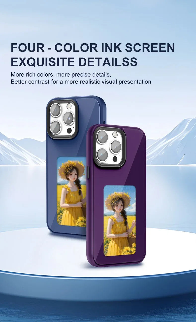 NFC Smart E-ink Screen Phone Case For IPhone 16 15 14 13 12 11 Pro Max DIY Batteryless NFC Phone Case