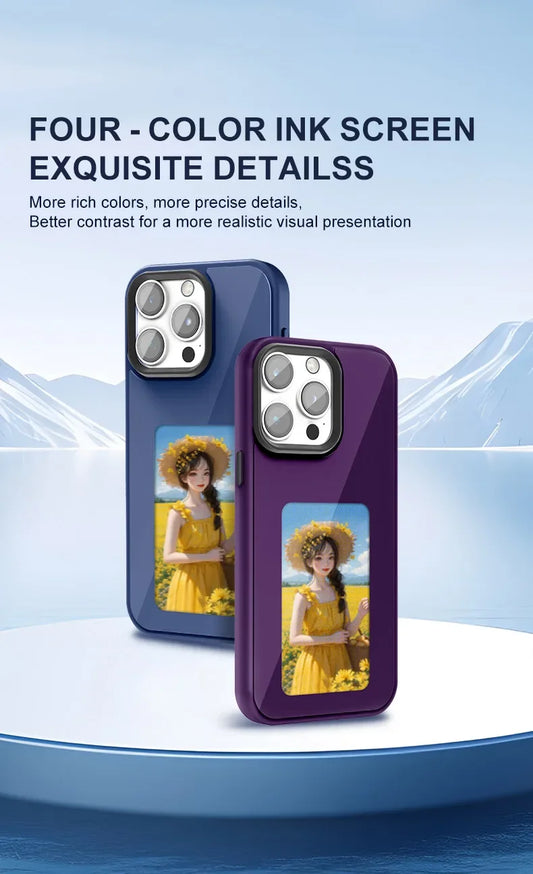 NFC Smart E-ink Screen Phone Case For IPhone 16 15 14 13 12 11 Pro Max DIY Batteryless NFC Phone Case