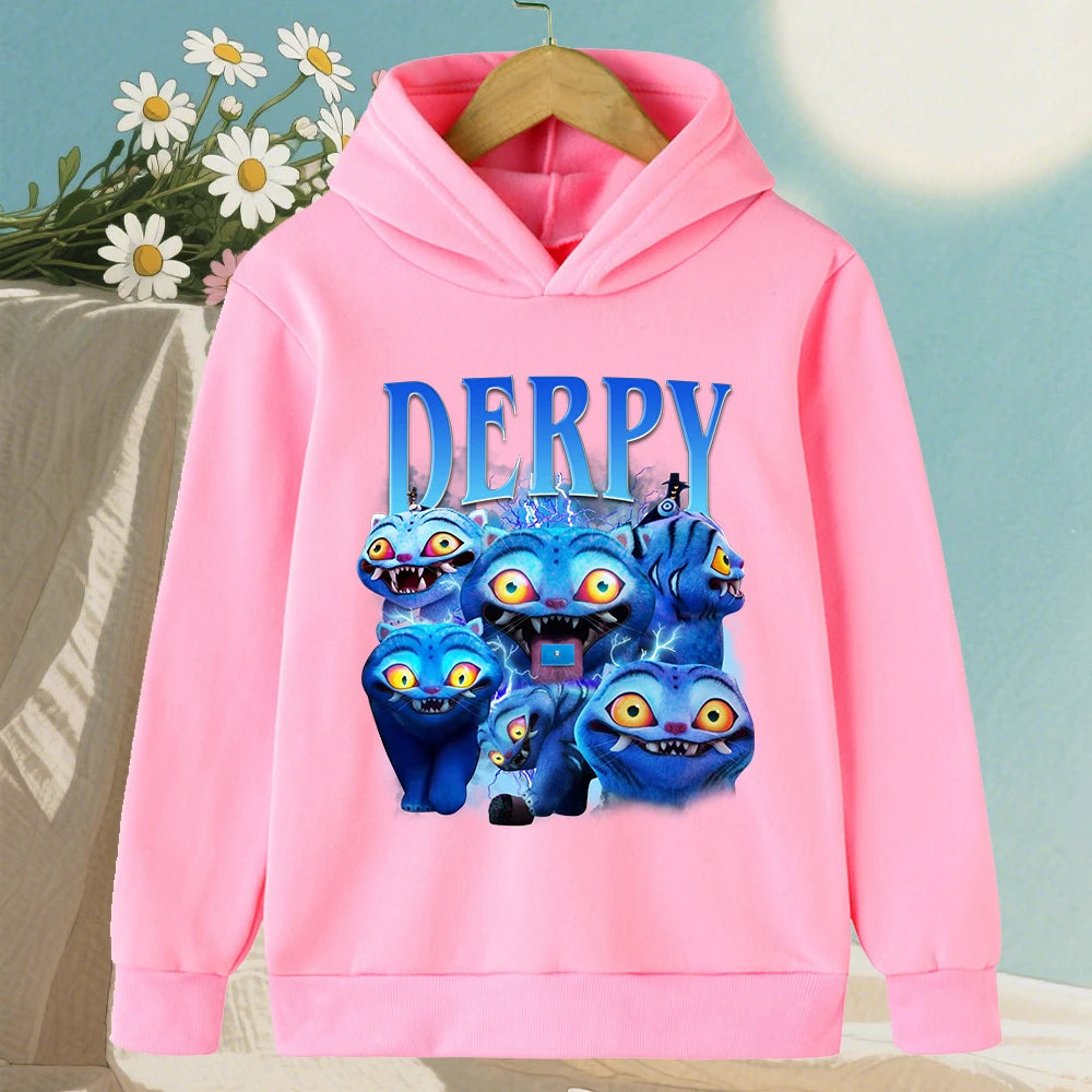 KPop Demon Hunter Rumi Derpy Cartoon Girls Boy Hooded Sweatshirt Warm Children's Wave Fashion Casual Tops Casual Girls Clothing