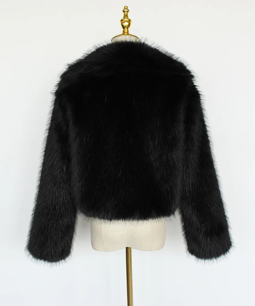 2025 Female Winter Brown Faux Fur Coat For Women Casual Long Sleeve Fluffy Plush Jacket Lady Solid Thick Fake Fur Warm Cardigan