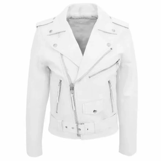 White PU Leather Jacket Men's Jacket Long Sleeve Motorcycle Punk Style Coat Autumn Winter