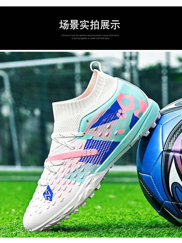 New Men Soccer Shoes High-quality Outdoor High Ankle Ultralight Indoor Football Boots Non-Slip Sports Shoes Futsal Non-Slip