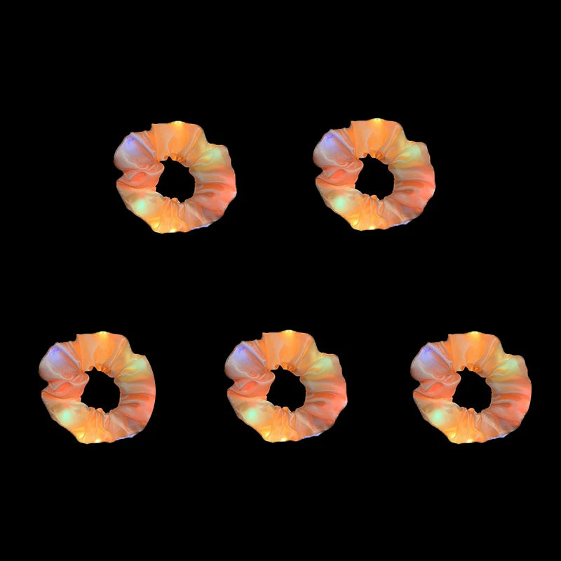 1/10 Pcs LED Luminous Scrunchies Glowing Hairband Girl Light Up Hair Scrunchy Birthday Party Headwear Supplies Hair Accessories