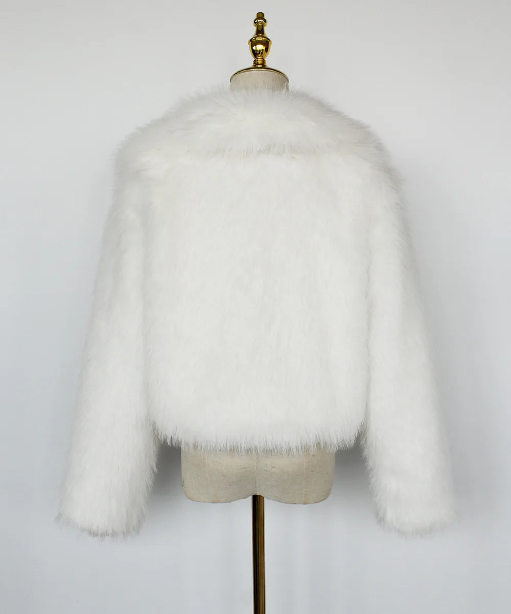 2025 Female Winter Brown Faux Fur Coat For Women Casual Long Sleeve Fluffy Plush Jacket Lady Solid Thick Fake Fur Warm Cardigan