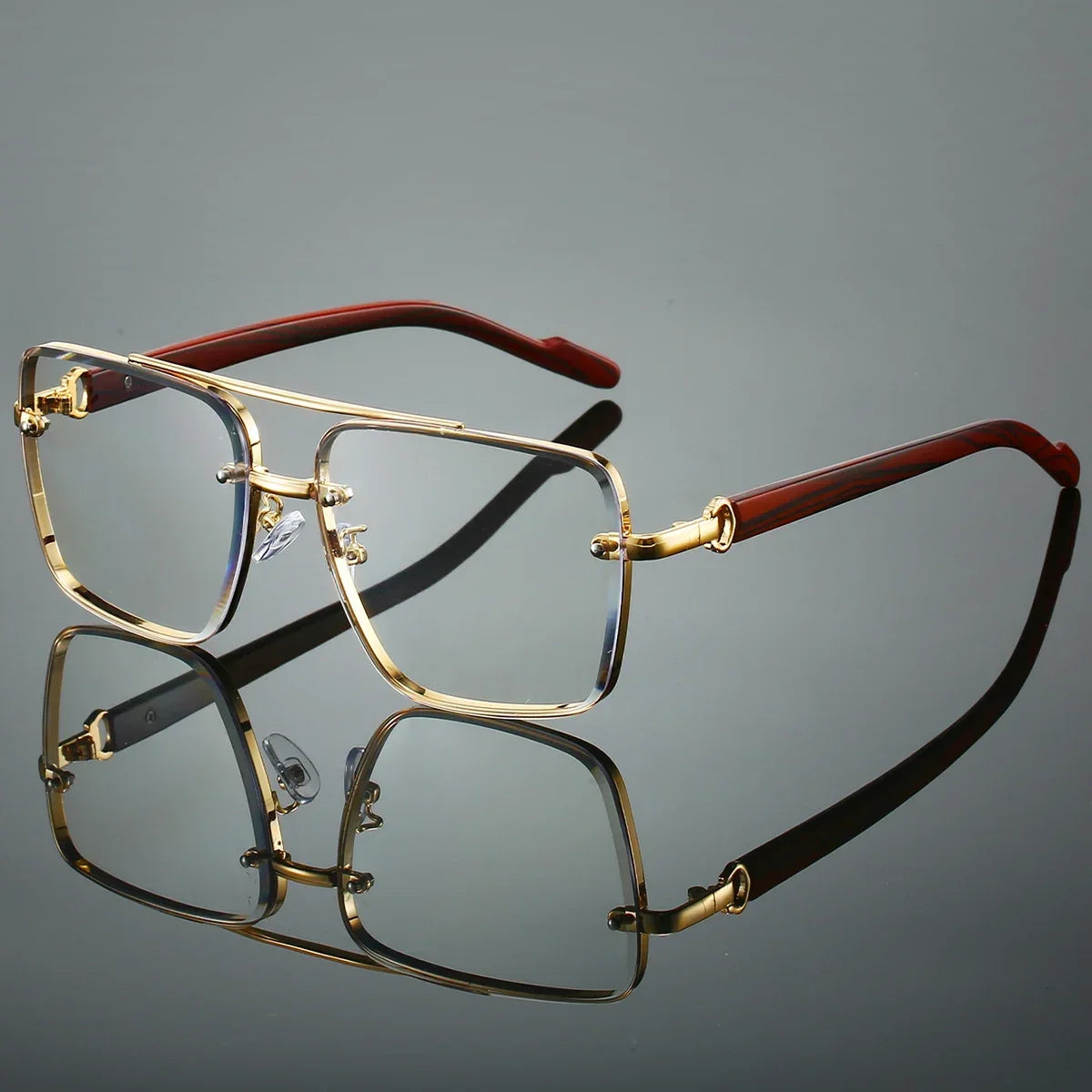 KAMMPT Fashion Retro Square Metal Shades Women's Original Brand Design Driving Sunglasses New Double Bridge Pilot Sun Glasses