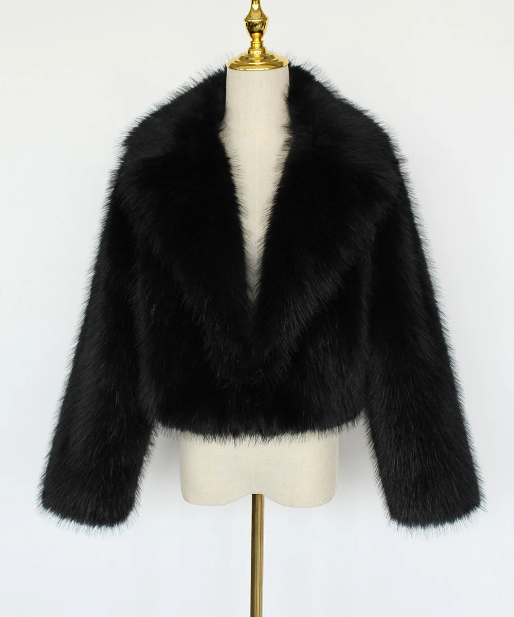 2025 Female Winter Brown Faux Fur Coat For Women Casual Long Sleeve Fluffy Plush Jacket Lady Solid Thick Fake Fur Warm Cardigan