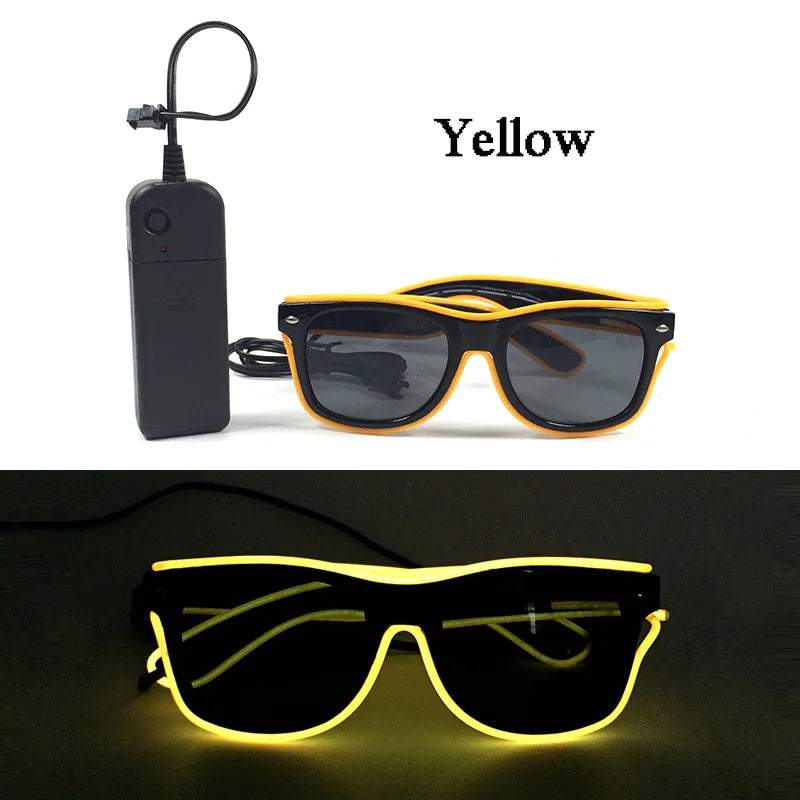 Fashion Luminous Decorative Glasses Neon Light Decoration LED Sunglasses For Nightclub DJ Dance Music Rave Costume Night