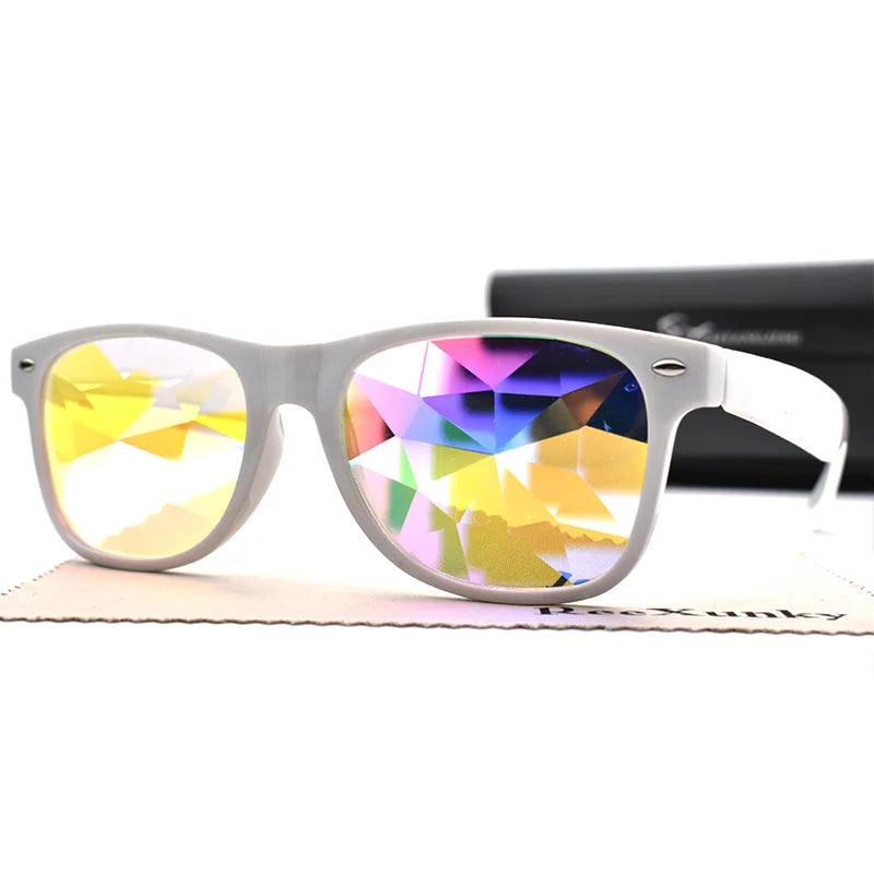 Trendy Square Party Sunglasses Women Men Fashion EDM Light Diffraction Futuristic Rave Festival Sun Glasses Psychedelic Prism