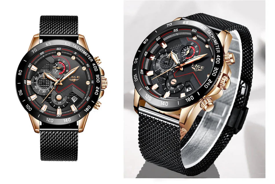 LIGE New Rose Gold Women Watch Top Brand Luxury Watch Women Quartz Sport Women's Bracelet Watches Waterproof Relogios Feminino