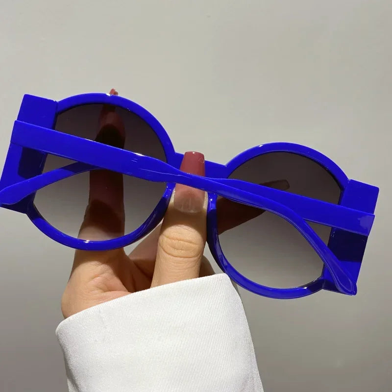 Round Double Color Sunglasses for Women Men Retro Trendy UV400 Sun Glasses Goggles Outdoor Hip Hop Travel Beach Eyewear Goggles