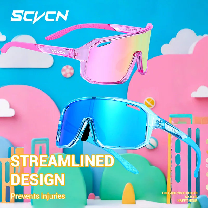 SCVCN Children Cycling Glasses Kids Outdoor Sports Sunglasses UV400 MTB Bike Eyewear Girls Boys Camping Fishing Golf Accessories