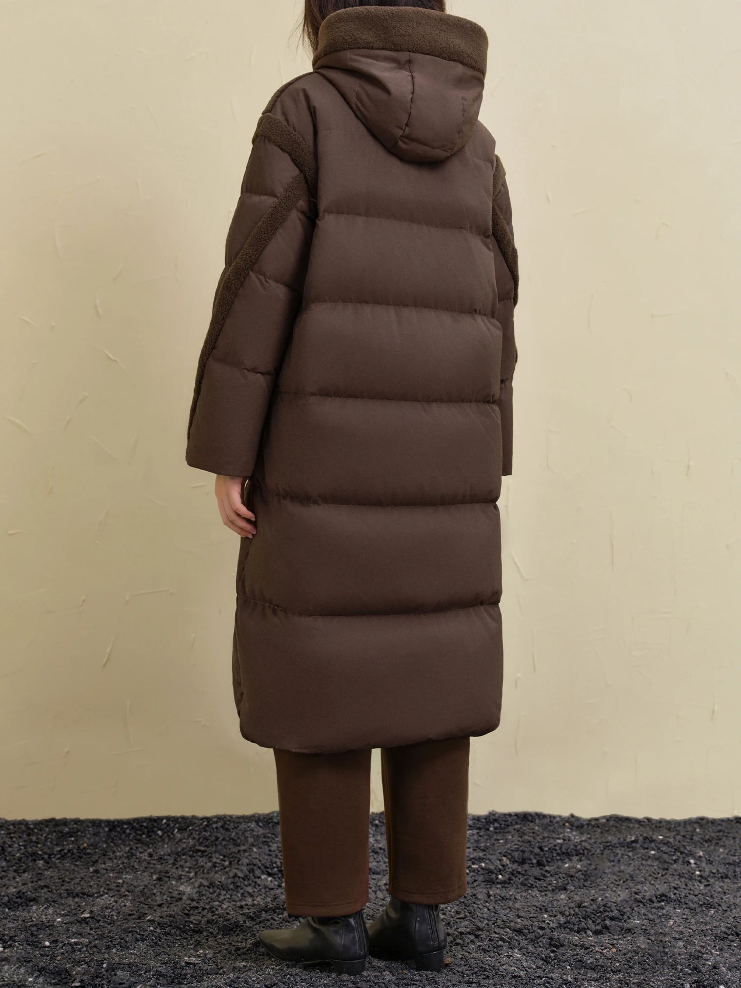DUSHU 192G Filling Amount Plus Size Long Down Coat For Women 2024 Winter New Design Warm Thick Brown Chic Down Jacket 24DS84095