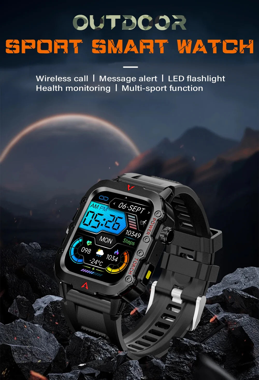 LAXASFIT 2024 Outdoor Military Men's Smart Watch Bluetooth Talk Sports Heart Rate Monitor Smart Watch Android IOS