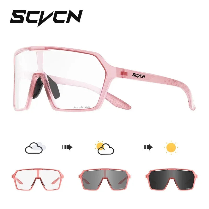 Scvcn Color Photochromic Sunglasses Cycling Glasses Sports for Men Mountain Bike Road Bicycle Fashion Eyewear Goggles UV400 MTB