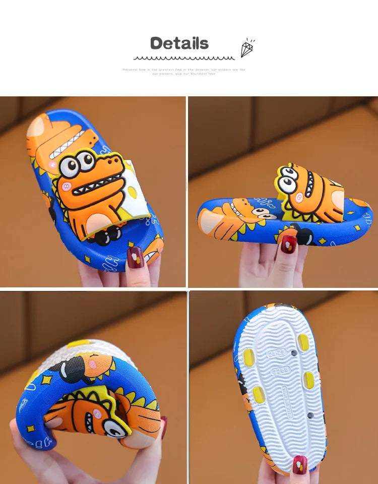 Cartoon Dinosaur Children Slippers Boy Girls Casual Shoes Flat Beach Water Shoes Indoor Soft Kids Cute Flip Flops for Boy Girl