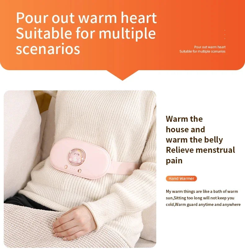 Menstrual Heating Pad Heated Massage Belt Menstrual Pain Relief Hot Compress Pad Abdominal Massage Period Warm Palace Belt