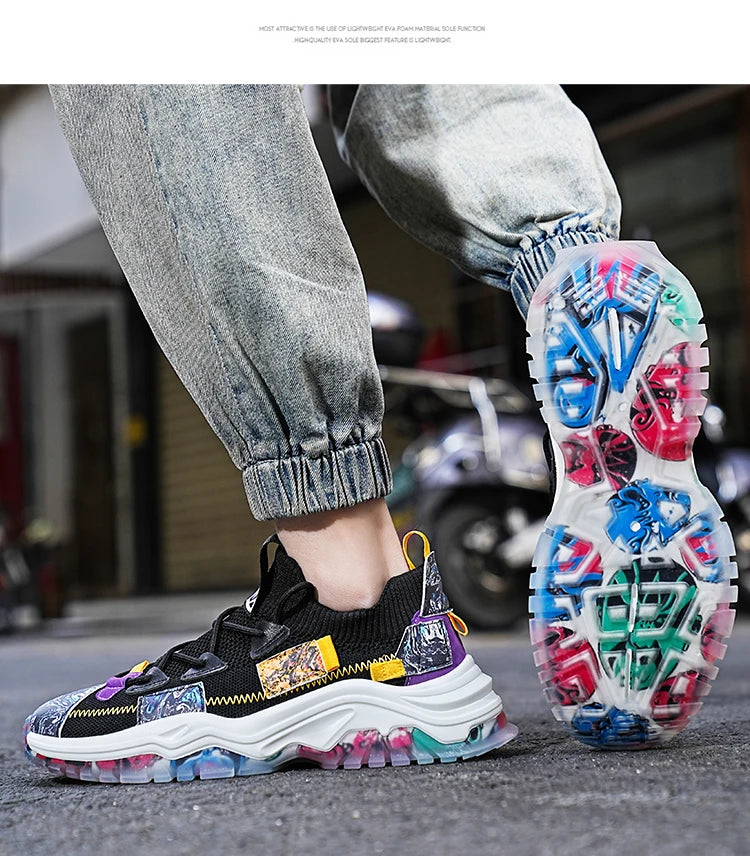 Men's Casual Sneakers Breathable Luxury Trainer Race Shoes Fashion Loafers Running Shoes for Male Comfortable Tenis