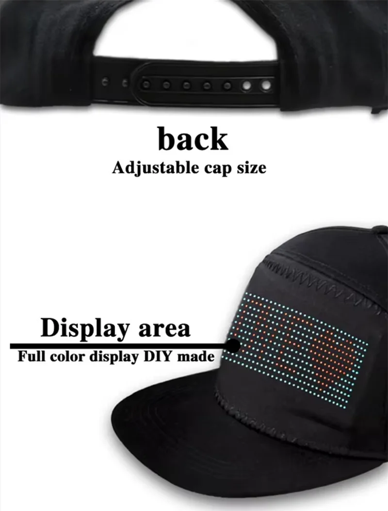 2025 New LED Cap, Multi-Language APP Control DIY Editing Light Up Cool Hat (Text, Music, Image, Drawing) For Men Women