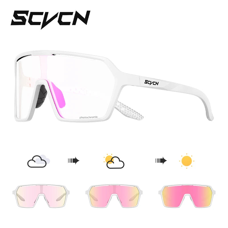 SCVCN New Photochromic Sunglasses MTB Cycling Glasses Outdoor Sports Running Drving Goggles UV400 Protection Bike Eyewear