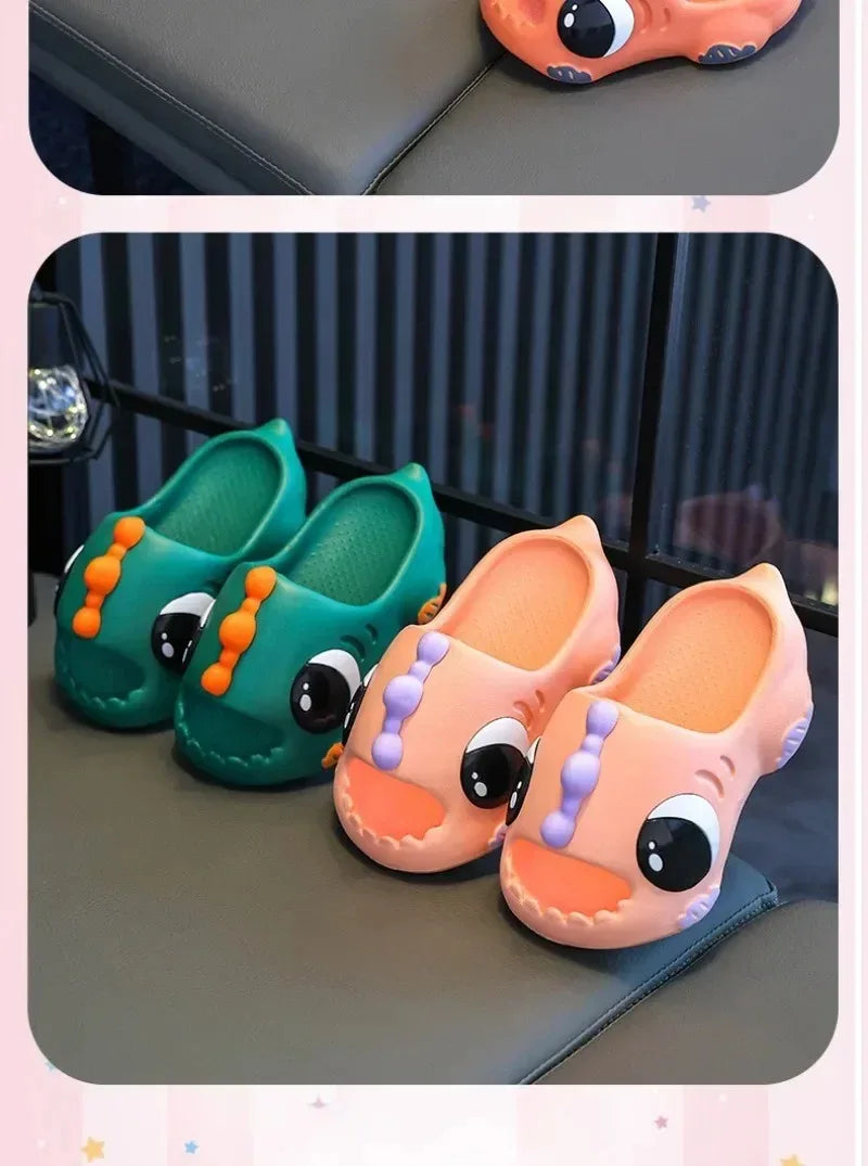 Summer Aged 2-12 Children Slippers Cute Cartoon Dinosaur Beach Sandal For Kids Boys Girls Flip Flops Non-Slip Indoor Home Shoes