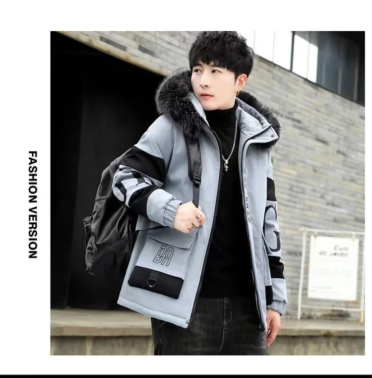 Winter cotton jacket men's thick warm men's cotton jacket loose winter jacket youth down cotton jacket fashionable cotton jacket