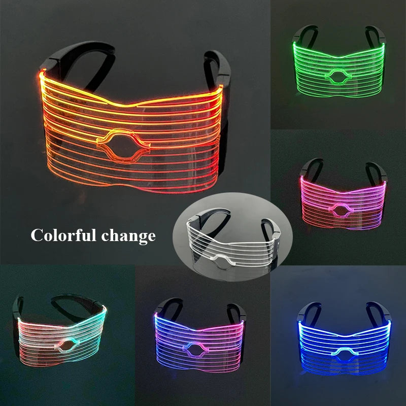 Fashion Luminous Decorative Glasses Neon Light Decoration LED Sunglasses For Nightclub DJ Dance Music Rave Costume Night