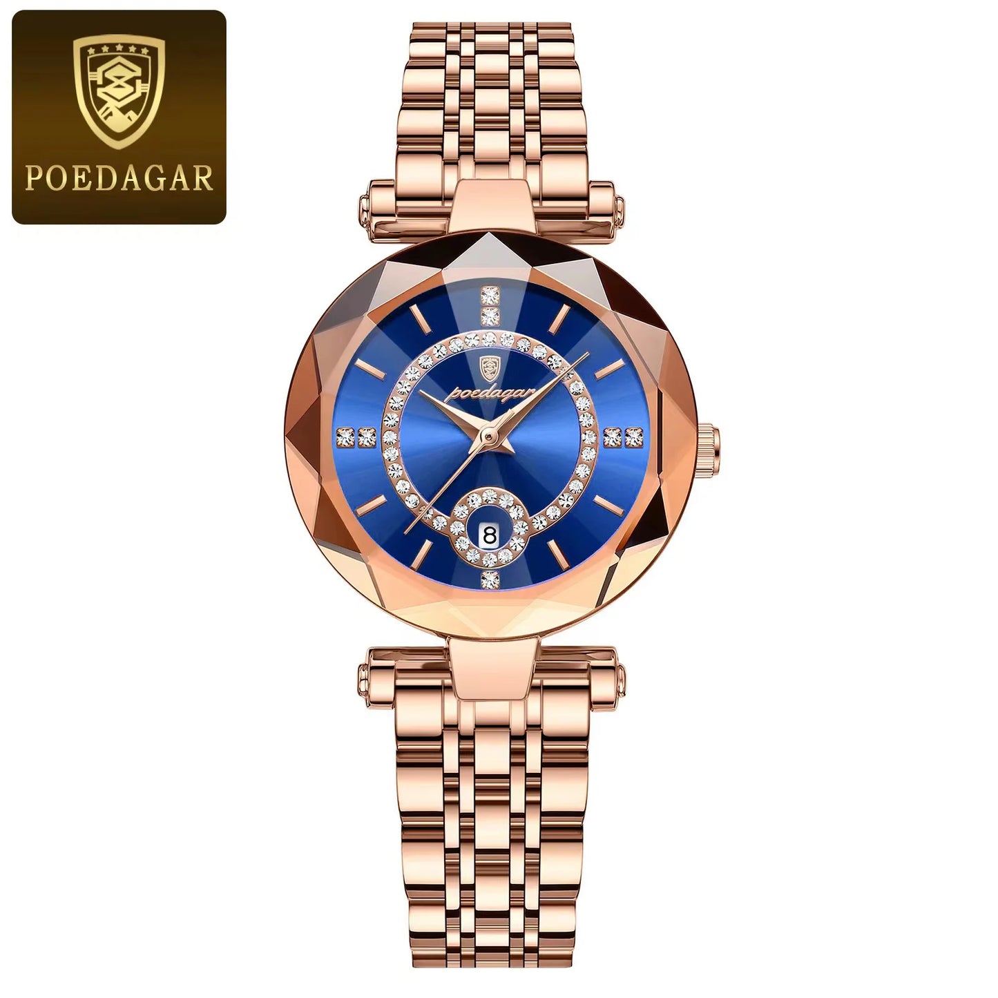 POEDAGAR Luxury Original Watches For Women Waterproof Stainless Steel Date Ladies Watch Diamond Fashion Quartz Woman Watch Reloj