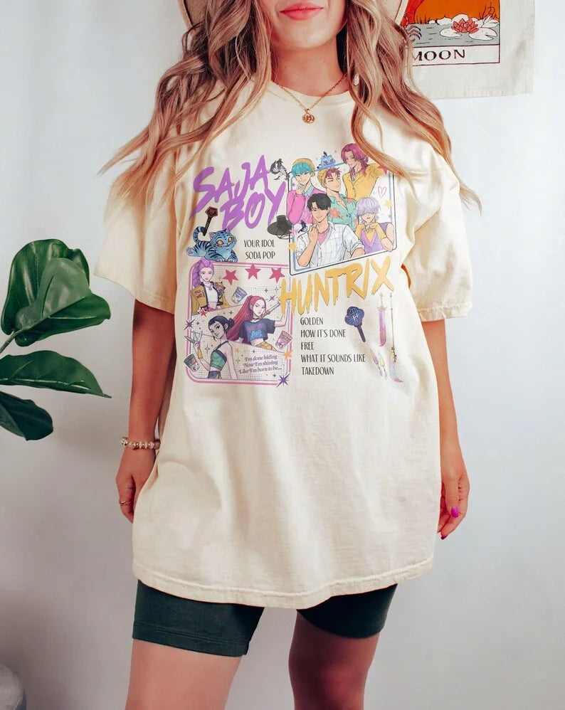 2025 Hot New Saja Boys T-shirts Boys Girls Short Sleeve T-shirt Tops Anime Kpop Demon Hunters T Shirt Gifts Children's Clothing