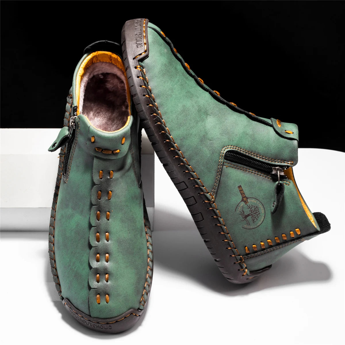 2025 New Men's Handmade Leather Loafers Boots Fashion Ethnic Style Casual Shoes Comfortable Lightweight Breathable Mens Boots