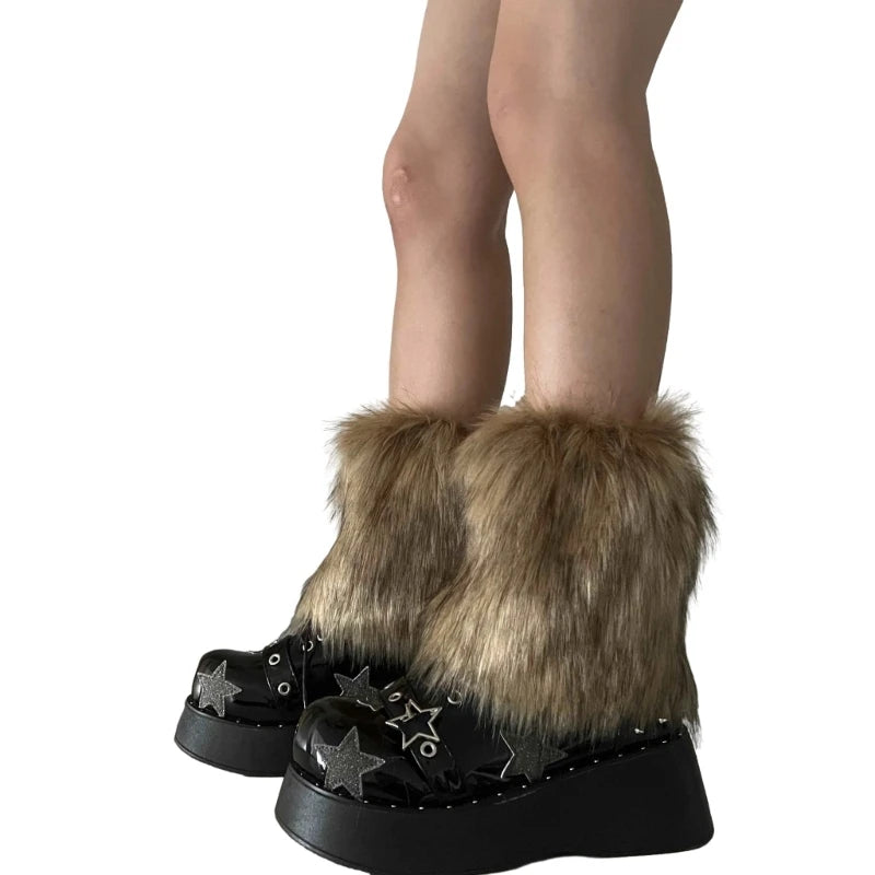 Women's Faux Furs Leg Warmers Sexy Furry Fuzzy Leg Warmers Soft Boot Cuffs Cover