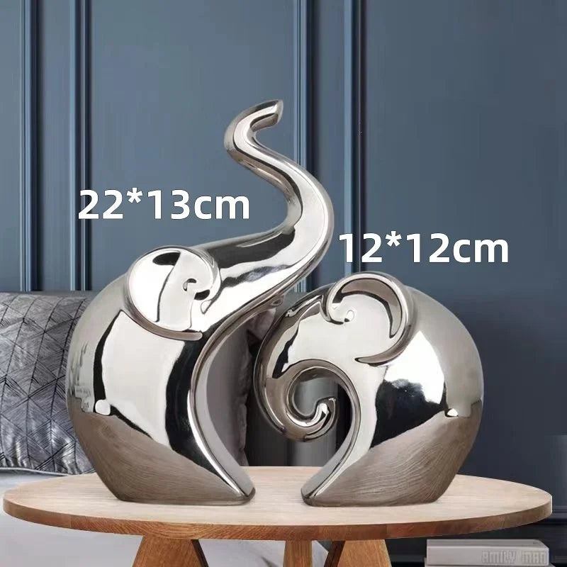 Ceramic Electroplating Ornaments Nordic Ins Cabinet Decorations Home Porcelain Deer/Swan Family Apple Shape Figurines