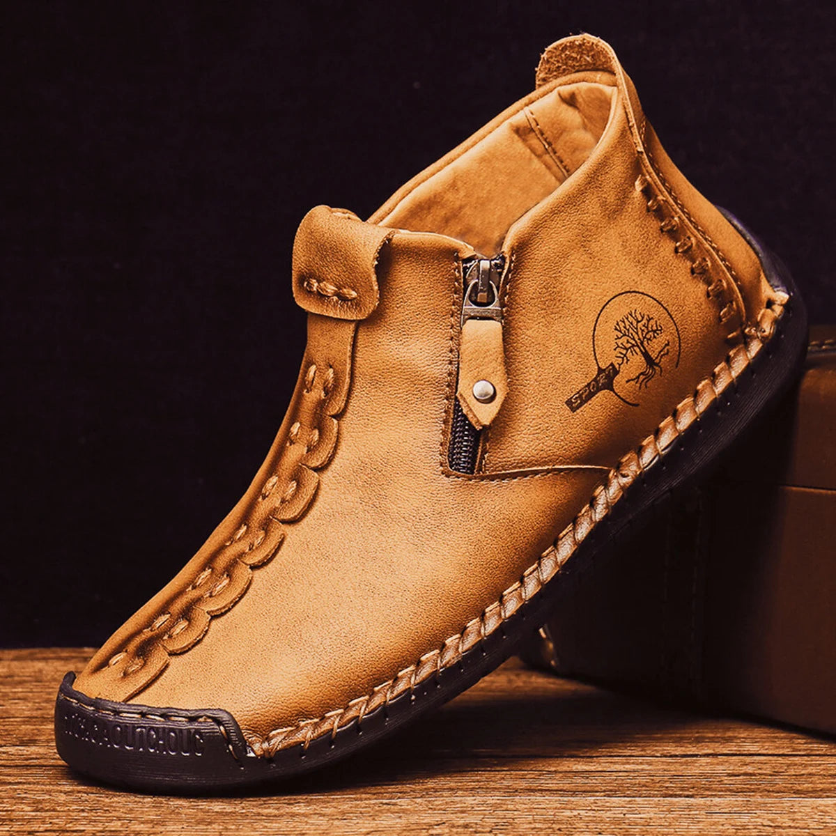 2025 New Men's Handmade Leather Loafers Boots Fashion Ethnic Style Casual Shoes Comfortable Lightweight Breathable Mens Boots