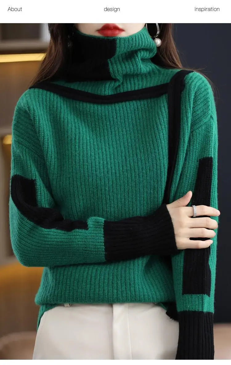 Vintage Ladies Sweater New Turtleneck Autumn Winter Loose Pullover Interior Lapping Knitting Bottoming Shirt Women Clothes Tops