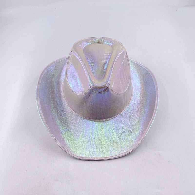 Glowing Decor  Supplies Luminous Cowboy hat  LED Pearlescent Cowboy  Cap Fashion Neon Light Hat For Party