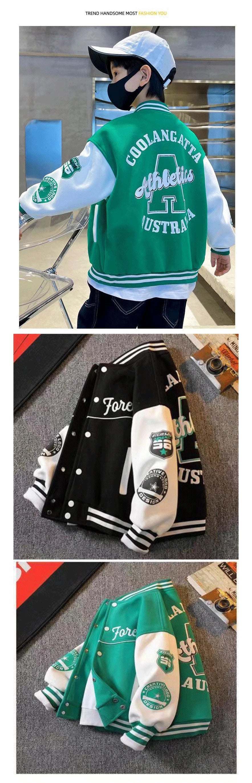 Boys Baseball Uniform Jackets For 3-14 Years Children Clothes For Teenage Boys Sports Outerwear Coat Spring Fashion Sweatshirts