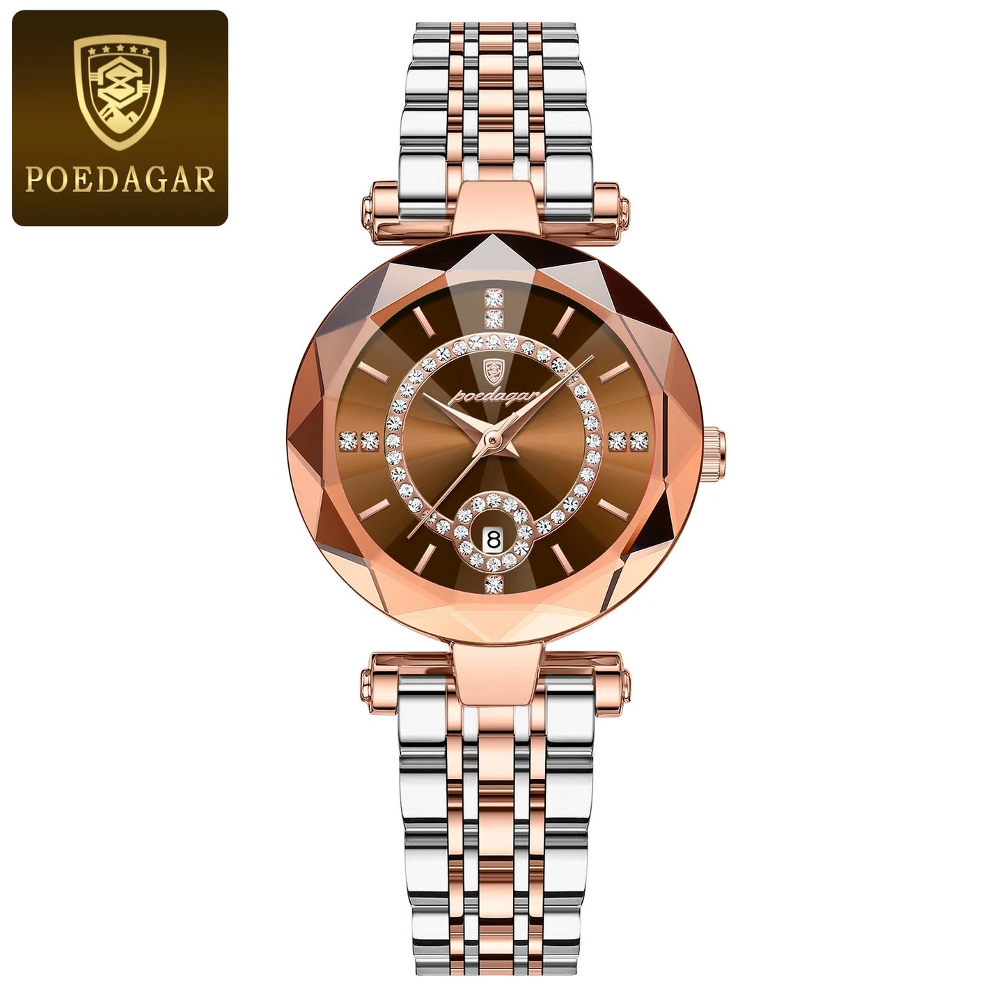 POEDAGAR Luxury Original Watches For Women Waterproof Stainless Steel Date Ladies Watch Diamond Fashion Quartz Woman Watch Reloj