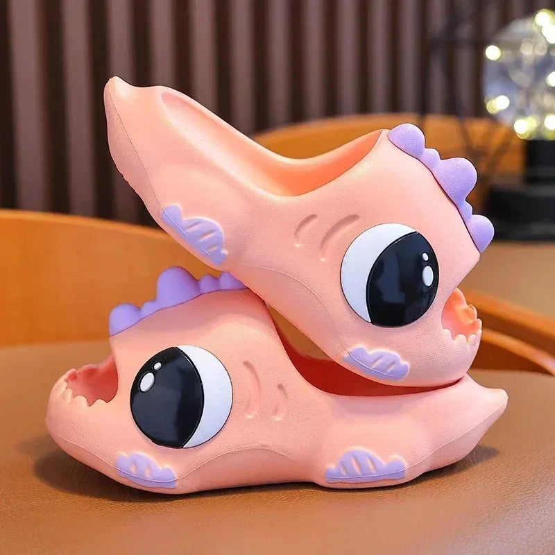 Summer Aged 2-12 Children Slippers Cute Cartoon Dinosaur Beach Sandal For Kids Boys Girls Flip Flops Non-Slip Indoor Home Shoes