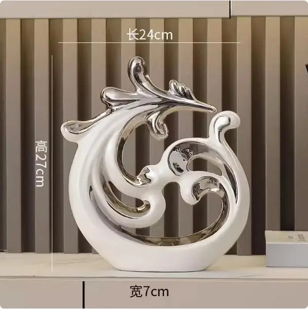 Simple Abstract Phoenix Ceramic Sculpture Home Livingroom Desktop Statue Ornaments Cabinet Table Figurines Decoration Crafts