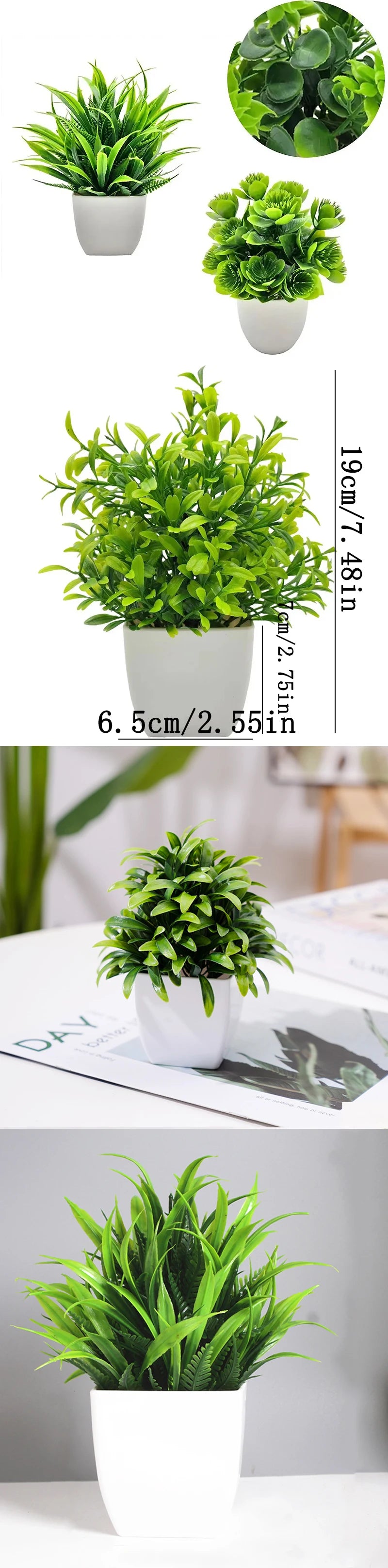 Artificial Plants with Plastics Pots Perfect Greenery for Home DecorationsOffice Desk Living Room and Bedroom Decoration