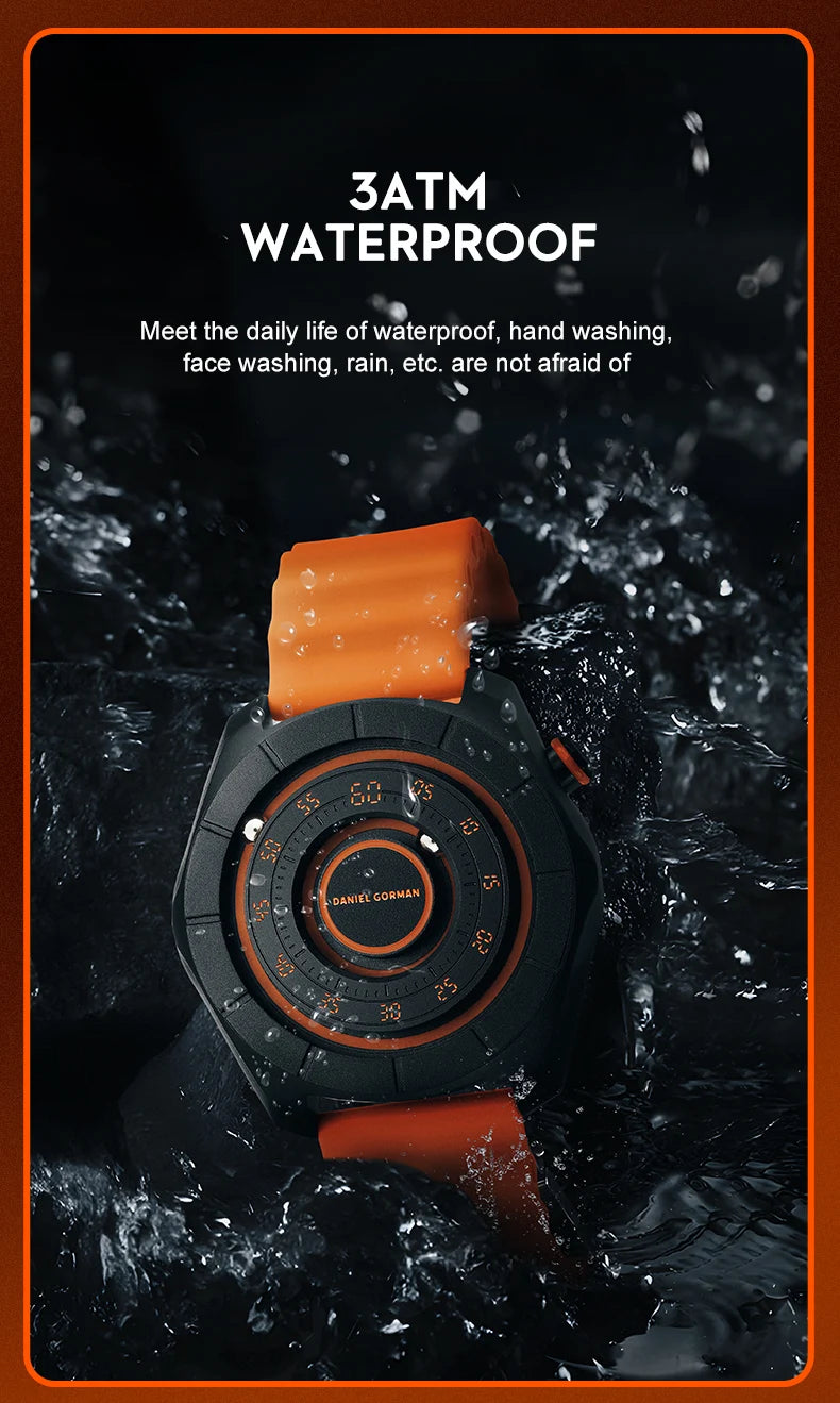 DANIEL GORMAN Sport Watch for Men Fashion Green Silicone Strap Waterproof Luminous Wristwatch with Magnetic Beads Hands DG0788